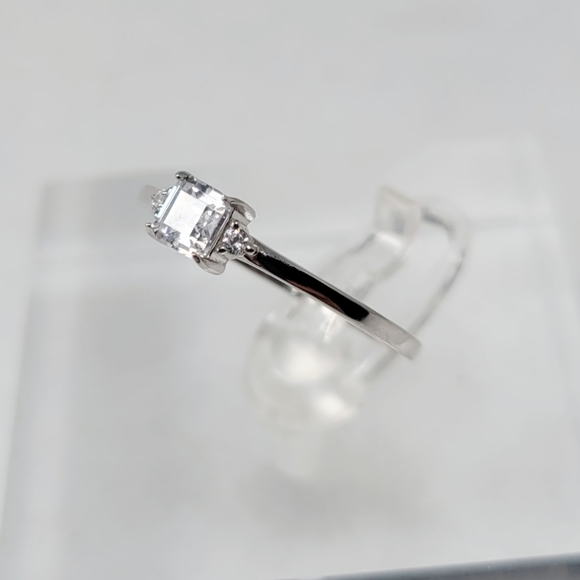 Sterling Silver Dainty Princess Cut Ring - Picture 6 of 13
